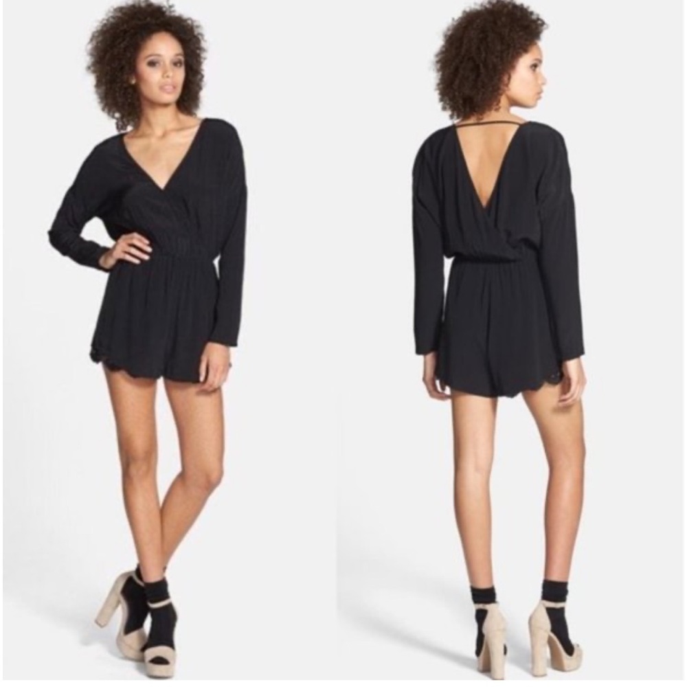 ASTR The Label Black Long Sleeve Romper